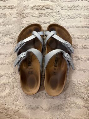 Birkenstock Silver Cross-Strap Mayari Sandals